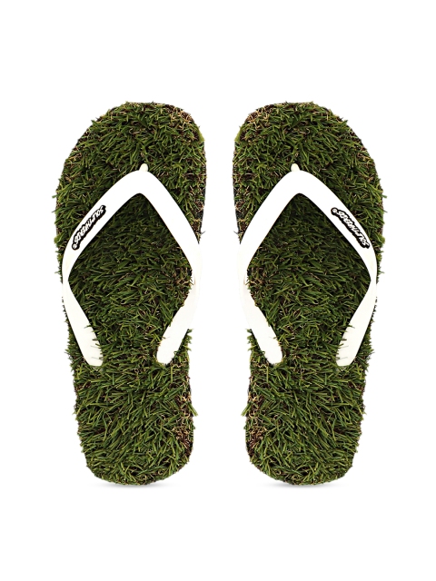 

Solethreads Men Green Self Design Thong Flip-Flops