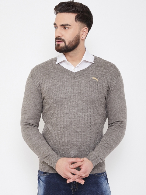 

JUMP USA Men Grey Solid Pullover Sweater