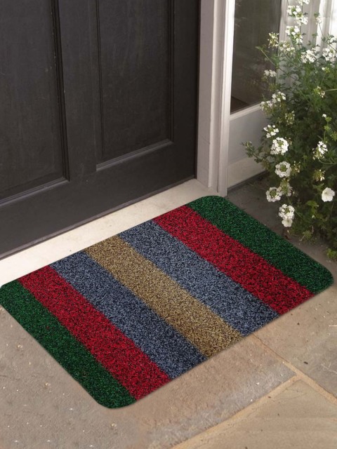 

Athom Trendz Green & Red Striped Anti-Skid Doormat