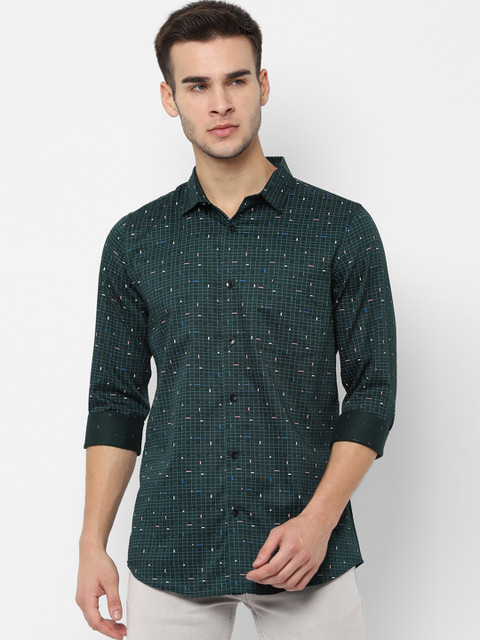 

Allen Solly Men Green Slim Fit Checked Casual Shirt