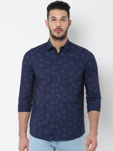 

Allen Solly Men Navy Blue Slim Fit Checked Casual Shirt