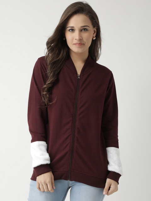 

Club York Women Burgundy Solid Sweatshirt