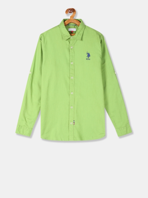 

U.S. Polo Assn. Boys Green Regular Fit Solid Casual Shirt