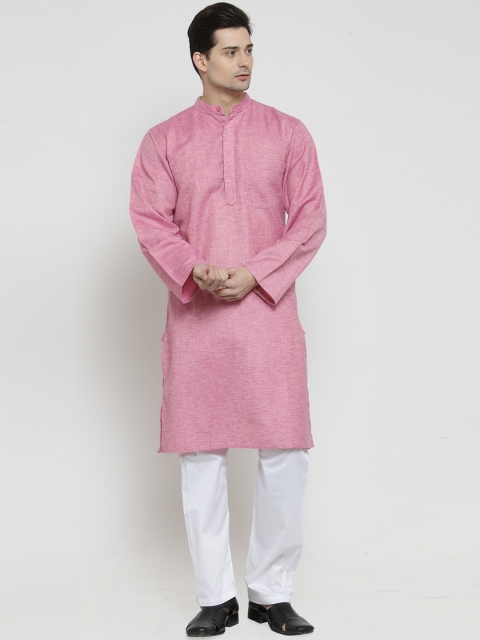 

NEUDIS Men Pink Solid Straight Kurta