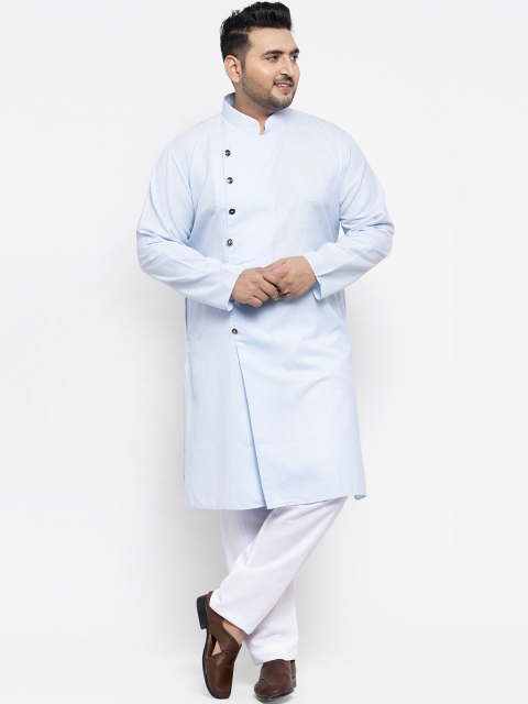 

plusS Men Blue Solid Kurta with Pyjamas