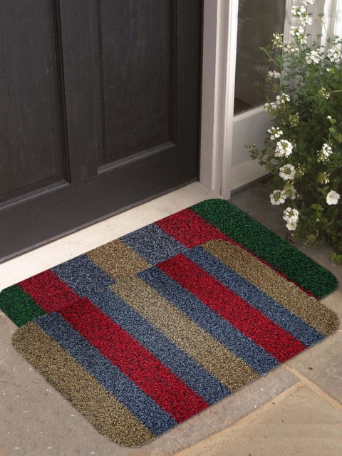 

Athom Trendz Set of 2 Red & Blue Striped Anti-Skid Doormats