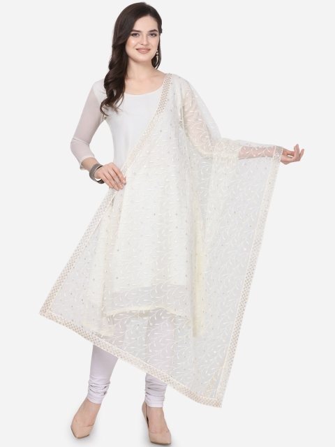 

Satrani White & Golden Embroidered Dupatta