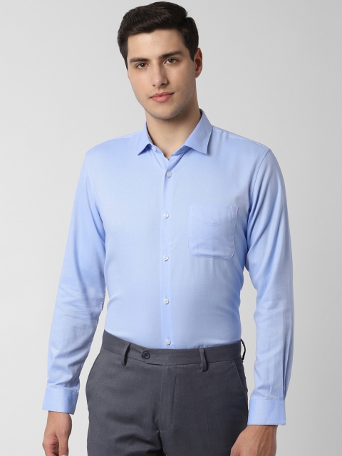 

Peter England Men Blue Regular Fit Self Design Formal Shirt