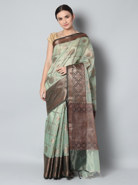 

EthnicRoom Green & Black Handloom Woven Design Banarasi Saree