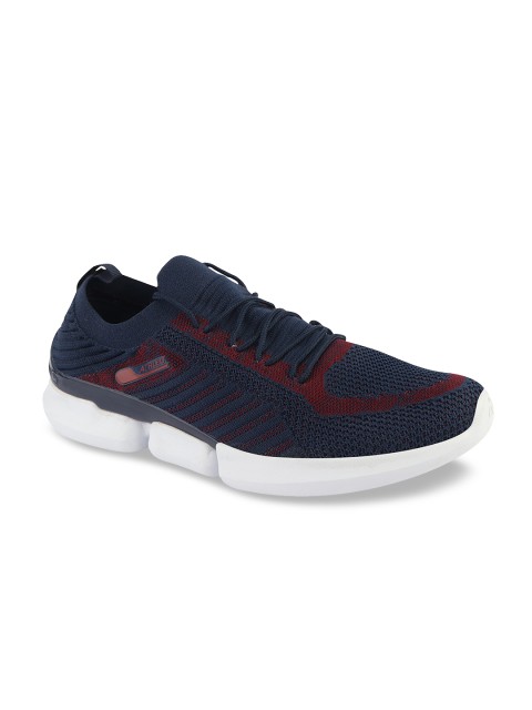 

Action Men Navy Blue & Maroon Woven-Design Running Shoes