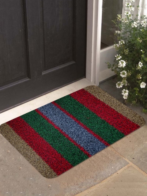 

Athom Trendz Set of 2 Red & Green Striped Anti-Skid Doormats
