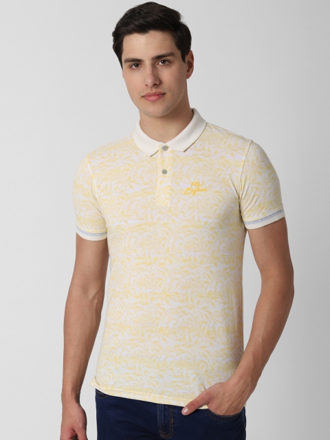 

Peter England Casuals Men Yellow Slim Fit Printed Polo Collar T-shirt