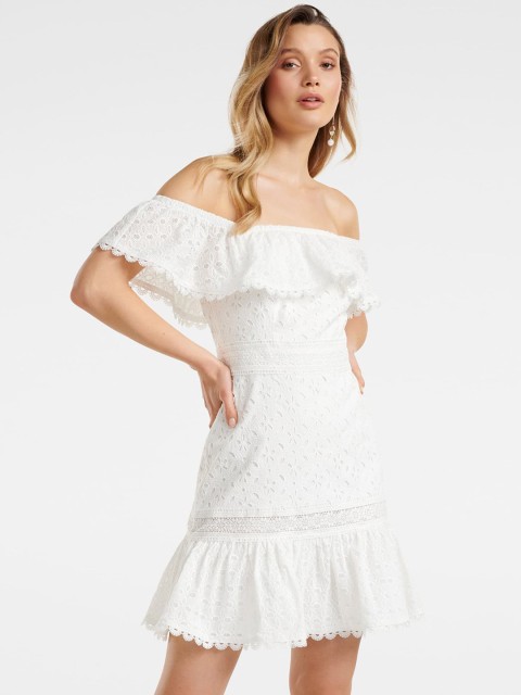 

Forever New Women White Self Design Sheath Dress