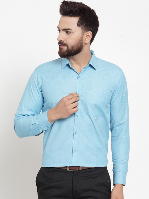 

JAINISH Men Blue Classic Regular Fit Self Design Formal Shirt