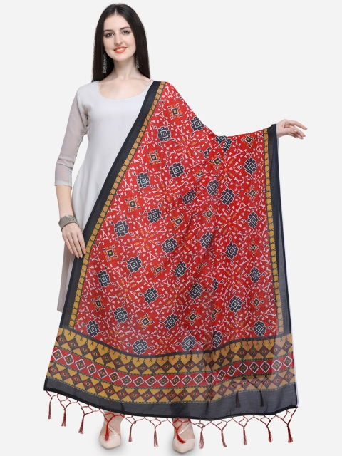 

Satrani Red & Black Printed Patola Dupatta