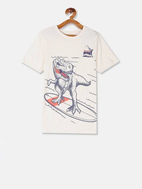 

The Childrens Place Boys Beige Printed Round Neck T-shirt