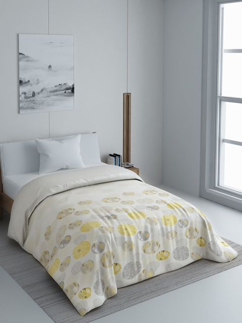 

SPACES Cream-Coloured & Yellow Geometric AC Room 300 GSM Single Bed Comforter