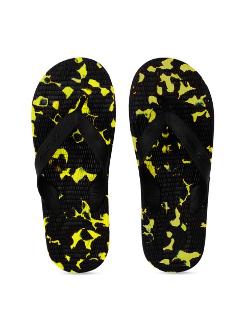 

Solethreads Men Black & Lime Green Printed Thong Flip-Flops