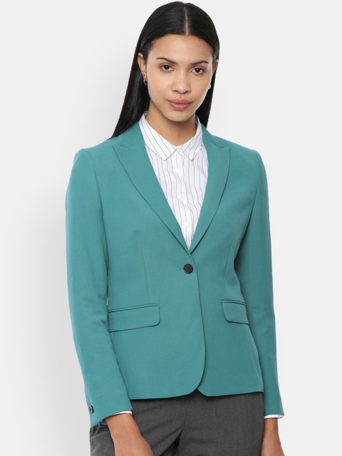 

Van Heusen Woman Green Solid Single-Breasted Blazer