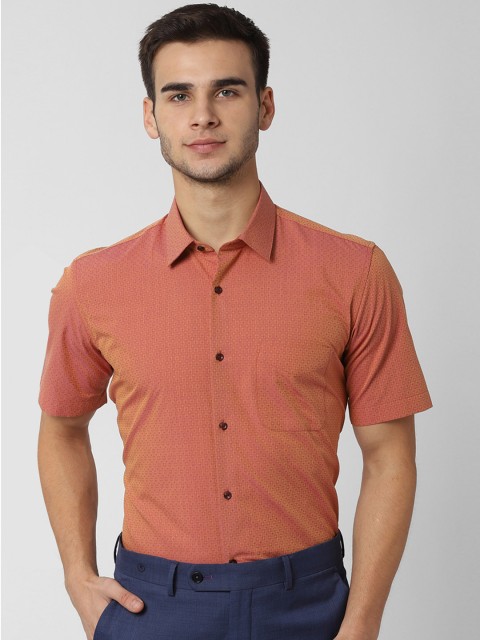 

Peter England Men Orange Regular Fit Printed Formal Shirt