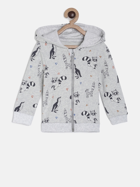 

MINI KLUB Boys Grey Printed Hooded Sweatshirt