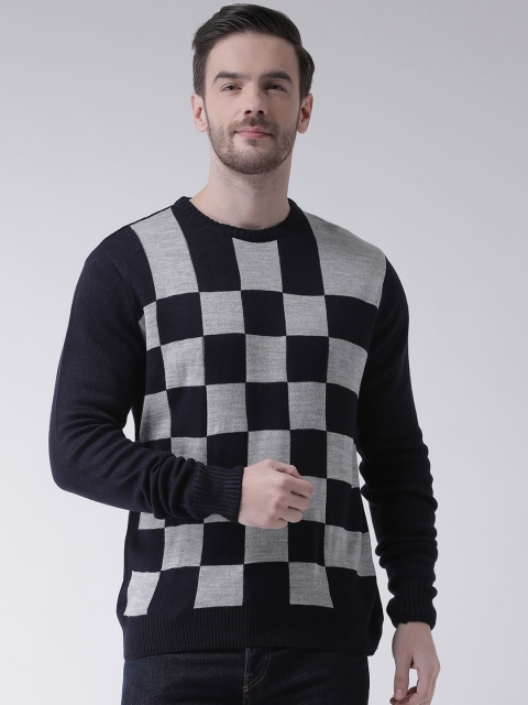

COBB Men Black & Grey Checked Pullover Sweater
