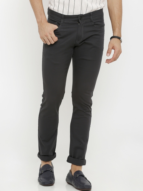 

Rex Straut Jeans Men Charcoal Grey Tapered Fit Mid-Rise Clean Look Stretchable Jeans