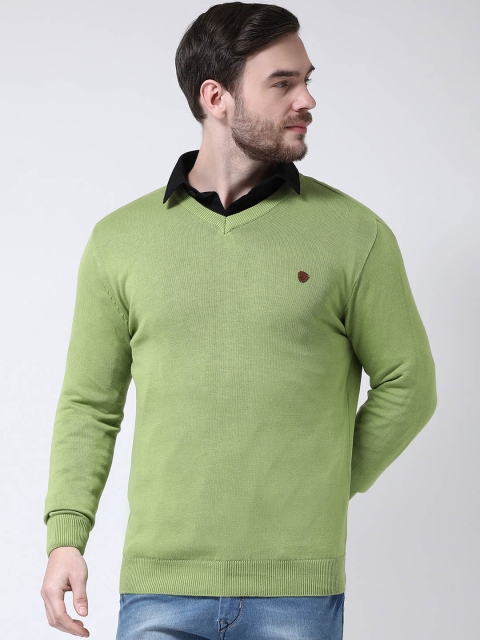 

COBB Men Sea Green Solid Pullover Sweater