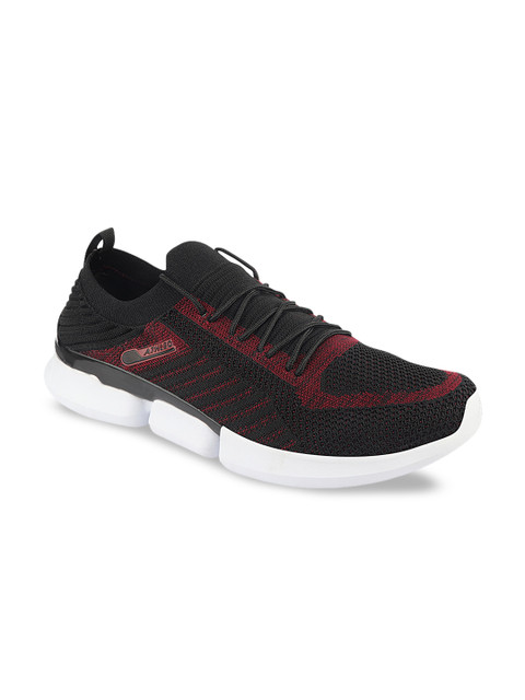 

Action Men Black & Maroon Woven-Design Running Shoes