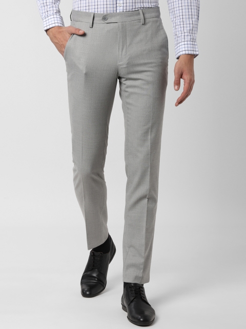 

Peter England Men Grey Slim Fit Solid Formal Trousers