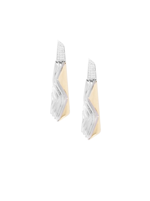 

shaze Gold-Toned & White Geometric Studs