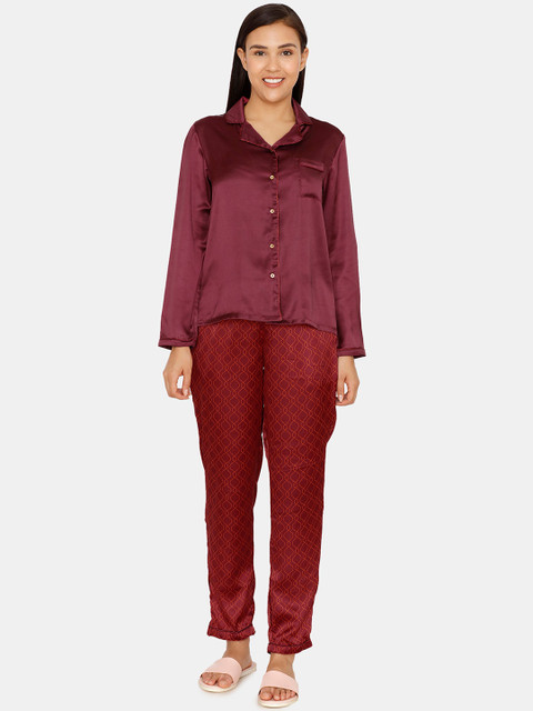 

Zivame Women Maroon Solid Night Suit ZI601IFASH00RED