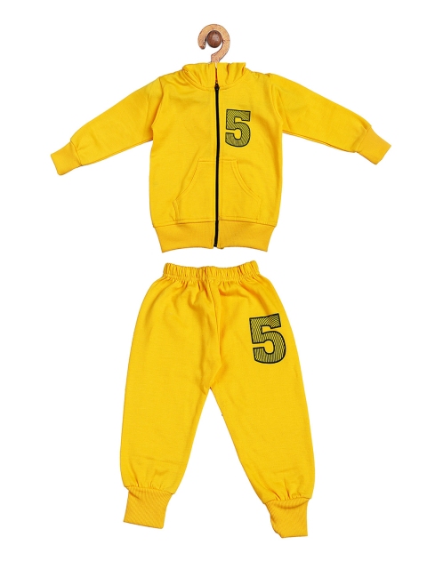 

TINY HUG Unisex Yellow Solid Tracksuit