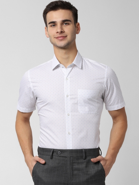 

Peter England Men White & Blue Slim Fit Printed Formal Shirt