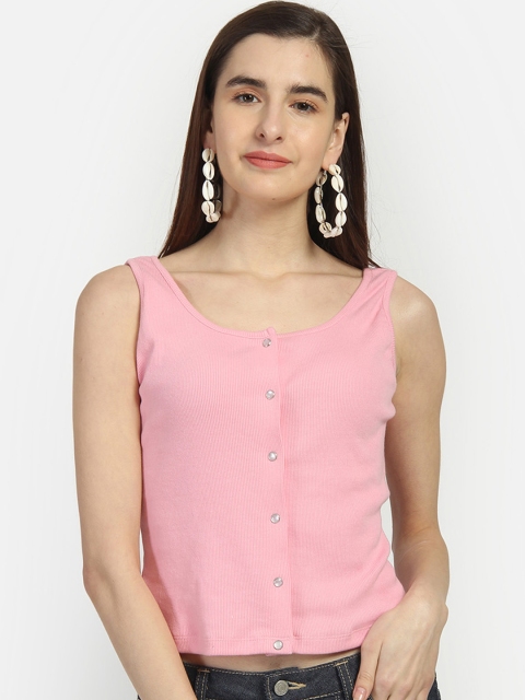 

Yaadleen Women Pink Solid Pure Cotton Top