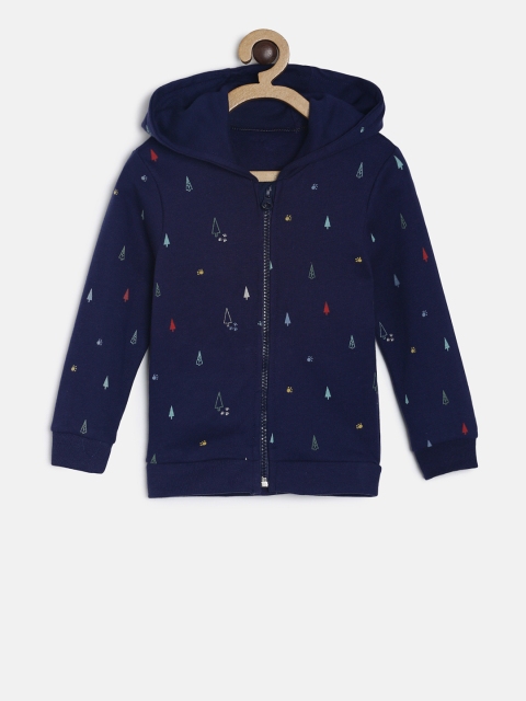 

MINI KLUB Boys Navy Blue Printed Hooded Sweatshirt