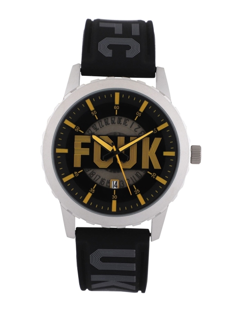 

FCUK Men Black & Yellow Analogue Watch FK0008B
