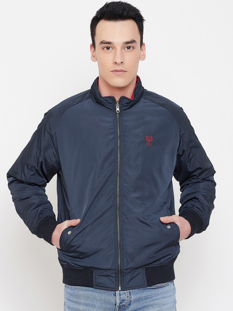 

Duke Men Blue Solid Bomber Jacket