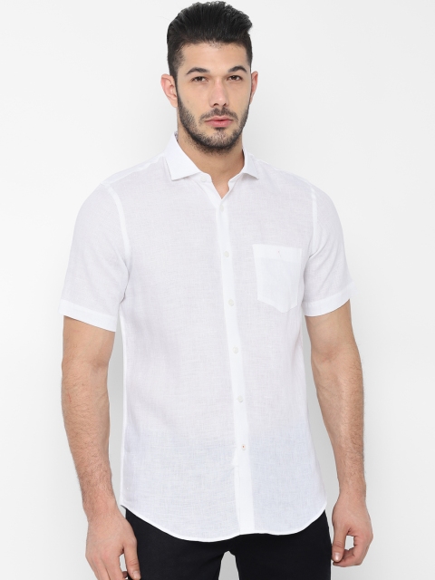

SIMON CARTER LONDON Men White Slim Fit Solid Pure Linen Shirt