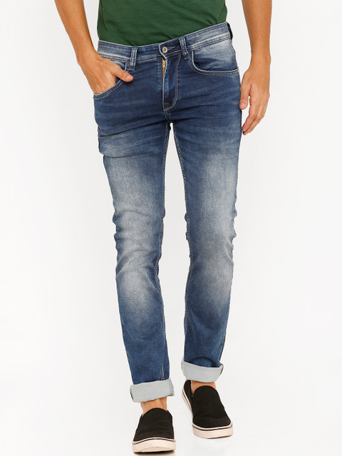 

Rex Straut Jeans Men Blue Tapered Fit Mid-Rise Clean Look Stretchable Jeans