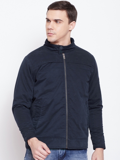 

Duke Men Blue Solid Bomber Jacket