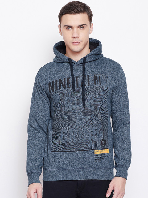 

Duke Men Blue Solid Hooded Sweatshirt