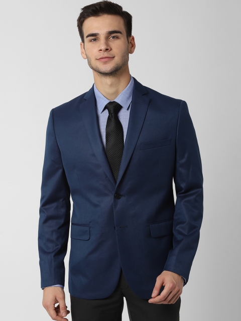 

Peter England Men Navy Blue Self-Design Slim-Fit Single-Breasted Formal Blazer