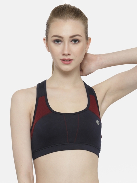 

BUKKUM Navy Blue & Maroon Colourblocked Non-Wired Non Padded Sports Bra E-BSB19001
