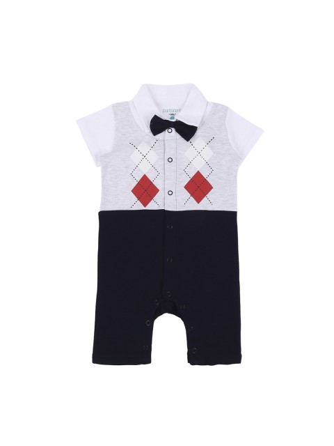 

Pantaloons Baby Boys Black And White Colourblocked Rompers