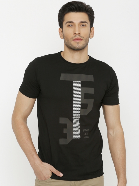 

Rex Straut Jeans Men Black Printed Round Neck T-shirt