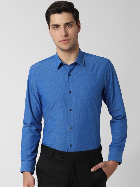 

Peter England Men Blue Regular Fit Self Design Formal Shirt