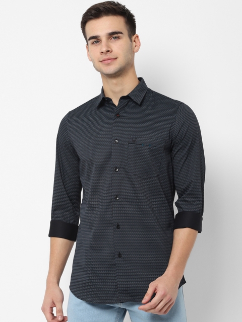 

Allen Solly Men Black & Turquoise Blue Slim Fit Printed Casual Shirt