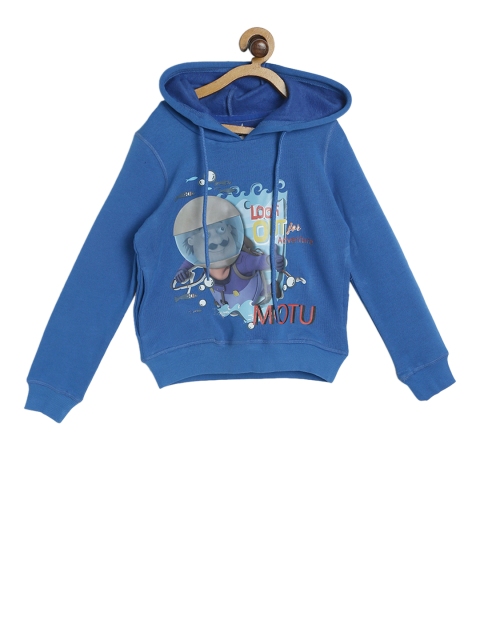 

Motu Patlu Boys Blue Printed Hooded Sweatshirt