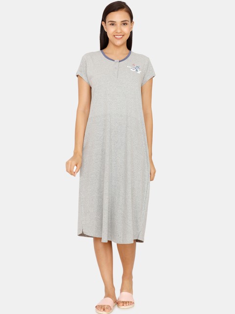 

Zivame Grey Solid Nightdress ZI60CJFASHA